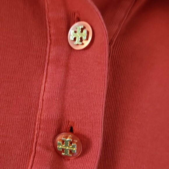TORY BURCH | Lennox Terry Cloth Polo In Poppy Red Sz L - Picture 7 of 8